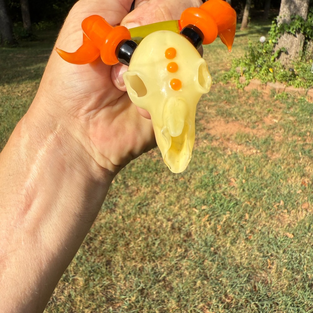 Orange and Yellow Skull Toy